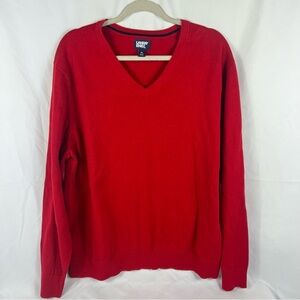 Lands' End Men's Bold Red V-Neck Sweater